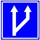 שינוי במספר הנתיבים:
מספר הנתיבים בכביש
הולך וגדל, מימין או
משמאל, בהתאמה.