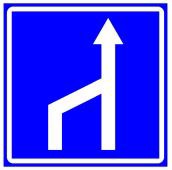 שינוי במספר הנתיבים:
מספר הנתיבים בכביש
הולך וקטן, מימין או
משמאל, בהתאמה.