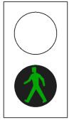 דמות הולך רגל בצבע
ירוק: מותר לחצות את
הכביש בזהירות.