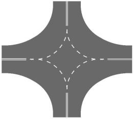 קו קטעים בצבע לבן פניה בצומת: –
לפניה, סע במקביל לקו הקטעים.
פנית פרסה מותרת אלא אם הדבר נאסר על ידי
תמרור אחר.